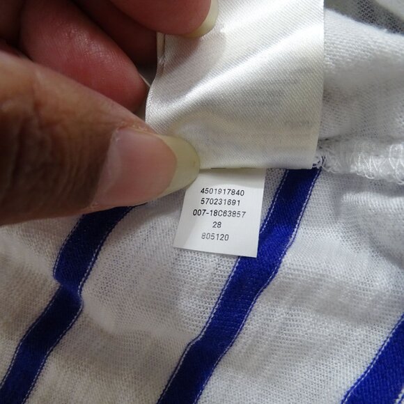 Chicos The Ultimate Tee Open Cardigan Stripe White Blue Women Size 1 M 8 NEW - Picture 8 of 13
